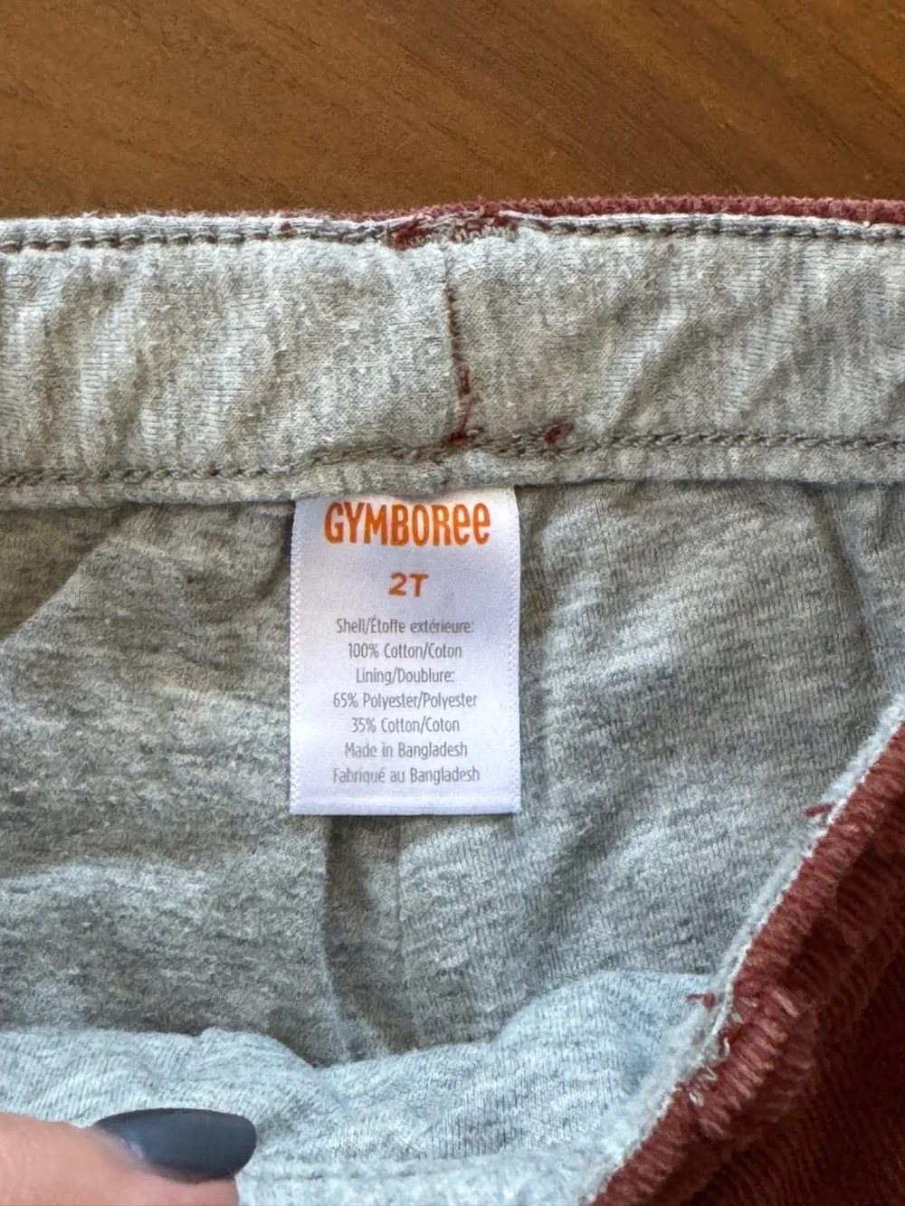 Gymboree Rust Red Corduroy Drawstring Waist Pants with Gray Lining